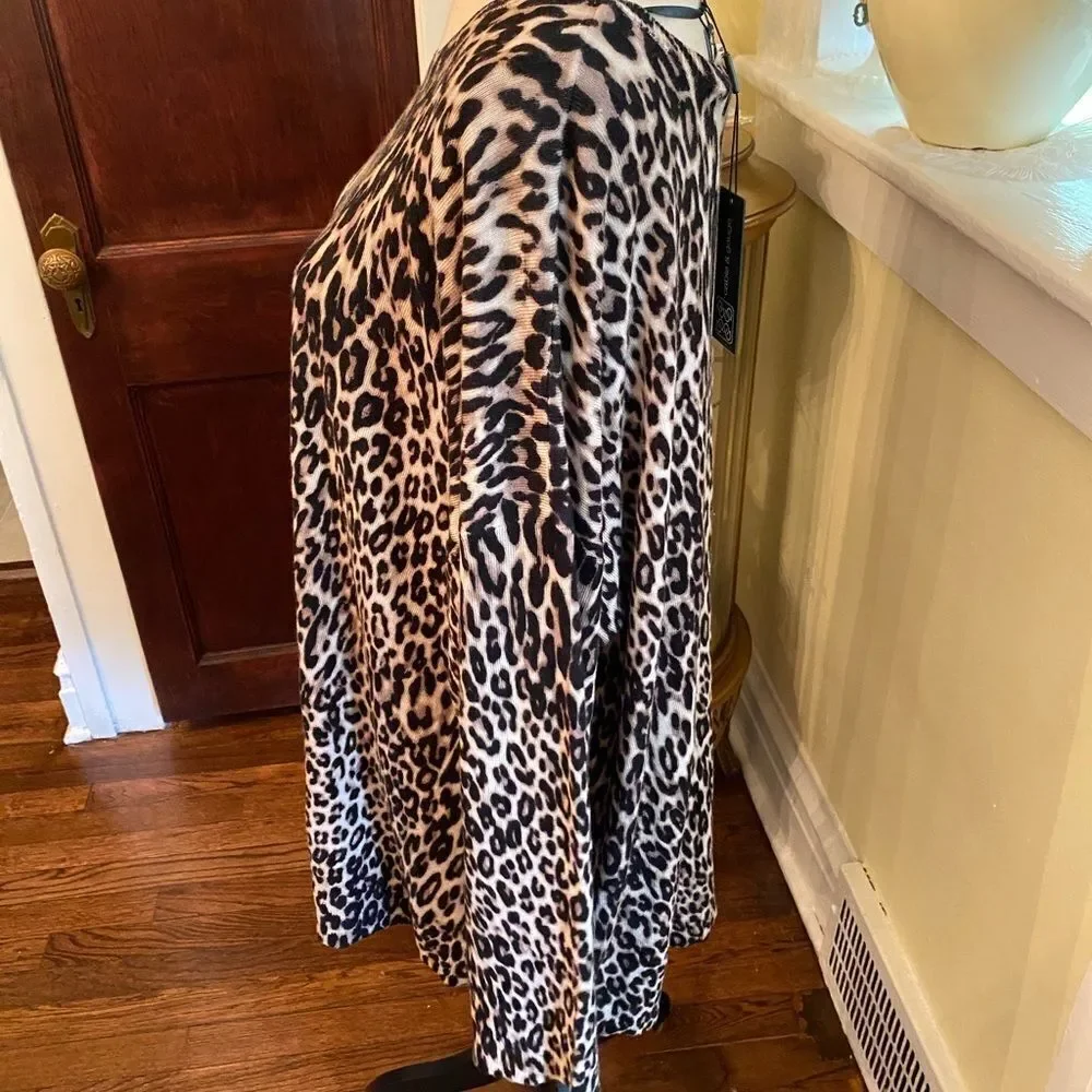NWT *Cable & Gauge* 2X Super-Soft! Cheetah Sweater Zip Neck